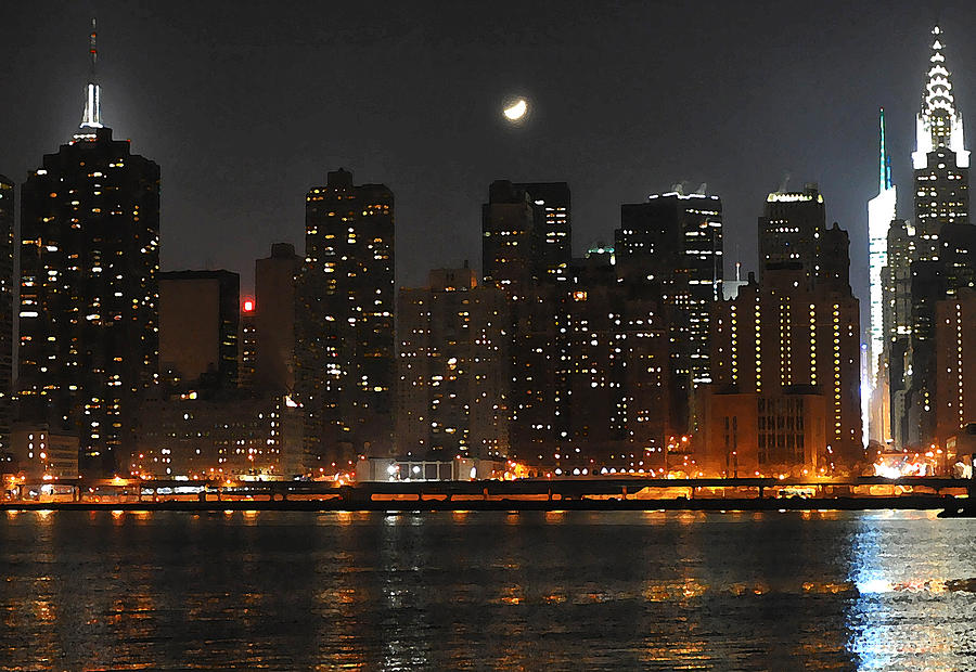 Chrysler Building Photograph - Moon Over Manhattan by Steve Archbold