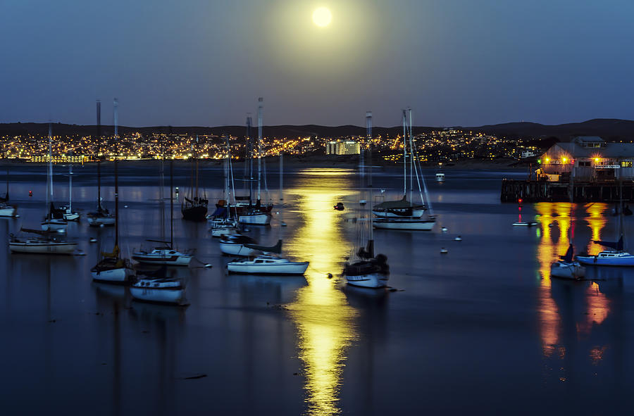 Moon Over Monterey Bay Photograph by Joseph S Giacalone