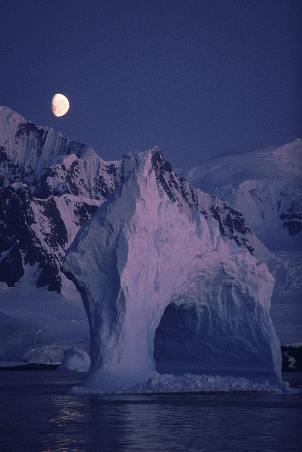 Moon Over Mountains And Iceburg Photograph by Jose Azel - Fine Art
