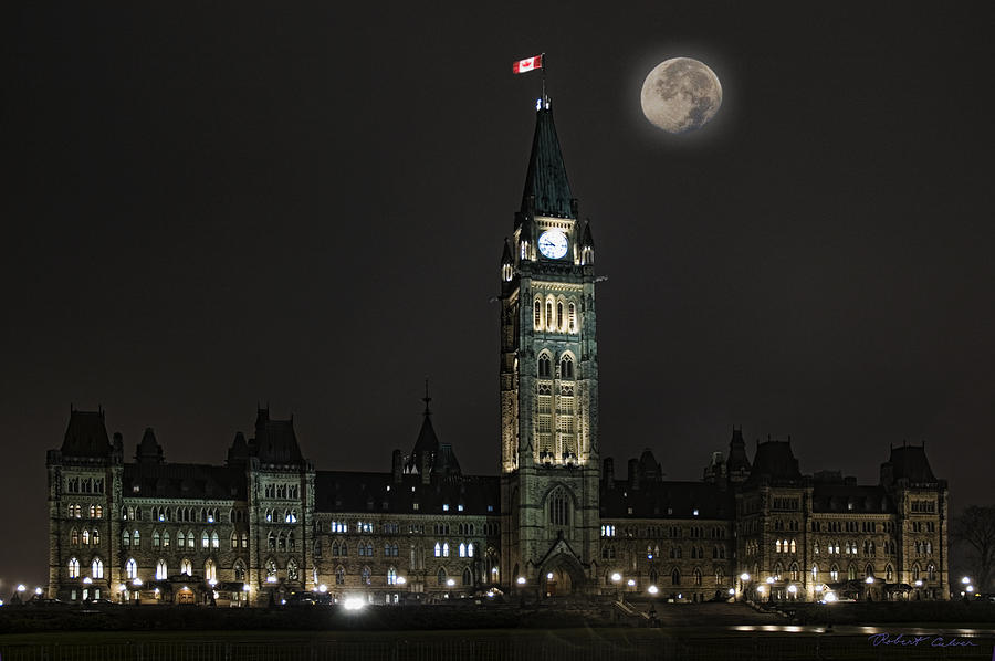 Moon Over Parliament Photograph by Robert Culver