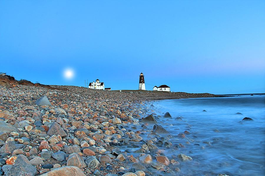 Moon over Point Judith Photograph by Andrea Galiffi