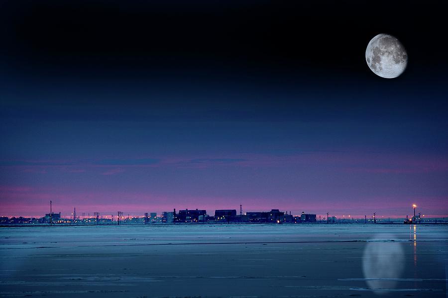 Moon Over Prudhoe Bay Photograph by Chris Madeley