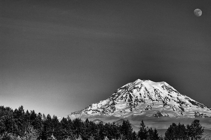 Moon Over Rainier Photograph by Brant Dixon - Fine Art America