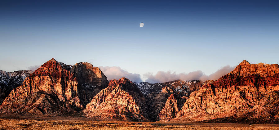 Moon Over Red Rock Canyon Photograph by Michael White