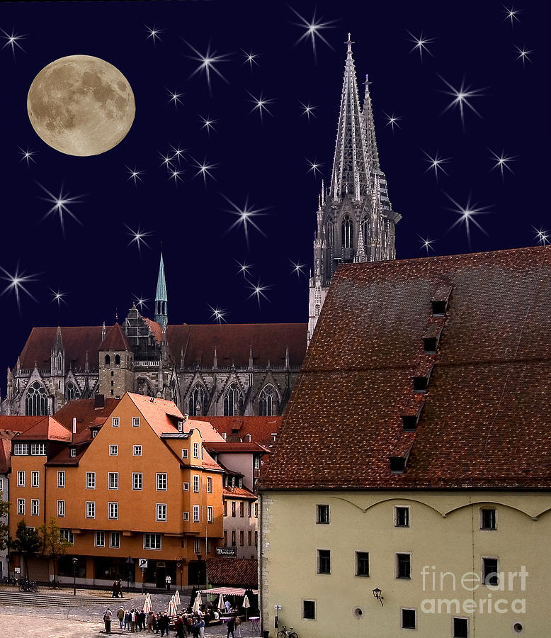 Moon Over Regensburg Photograph by Julie Palyswiat