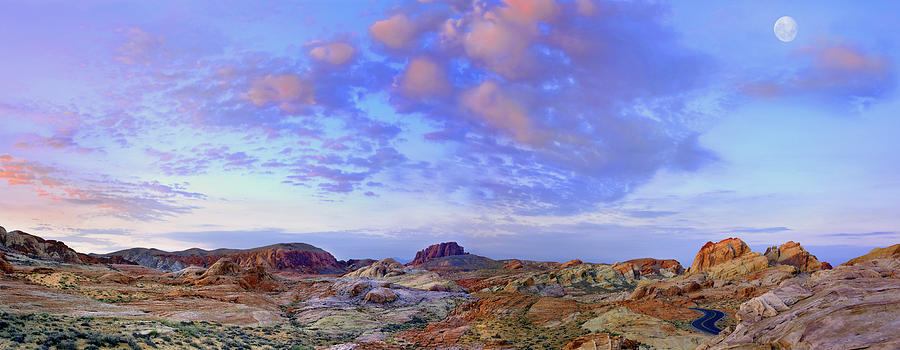 Moon Over Sandstone Valley Of Fire Photograph by Tim Fitzharris