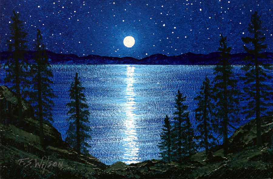 Moon Over Tahoe Painting by Frank Wilson