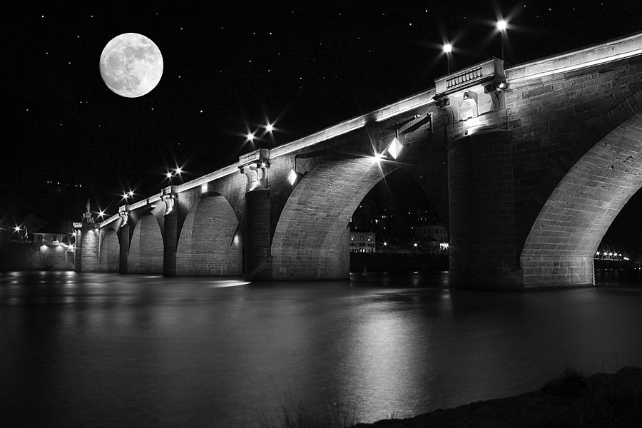 Moon Over the Alte Brucke Photograph by Morgan Wright