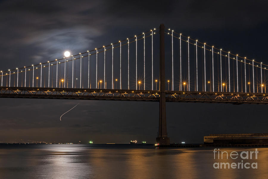 Moon Over The Bay Bridge Photograph
