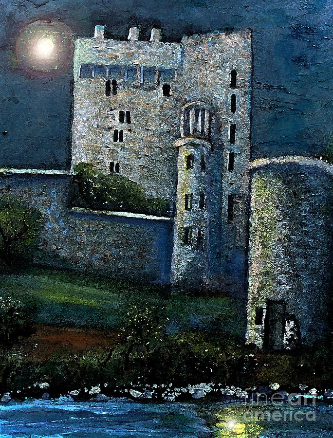 Moon Over the Blarney Castle Painting by Rita Brown