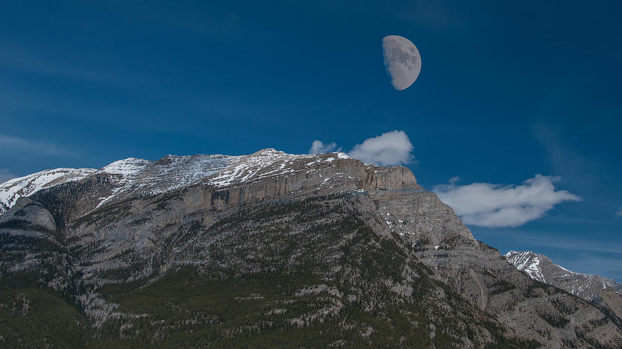 Mountain Photograph - Moon Over the Canadian Rockies by Guy Whiteley