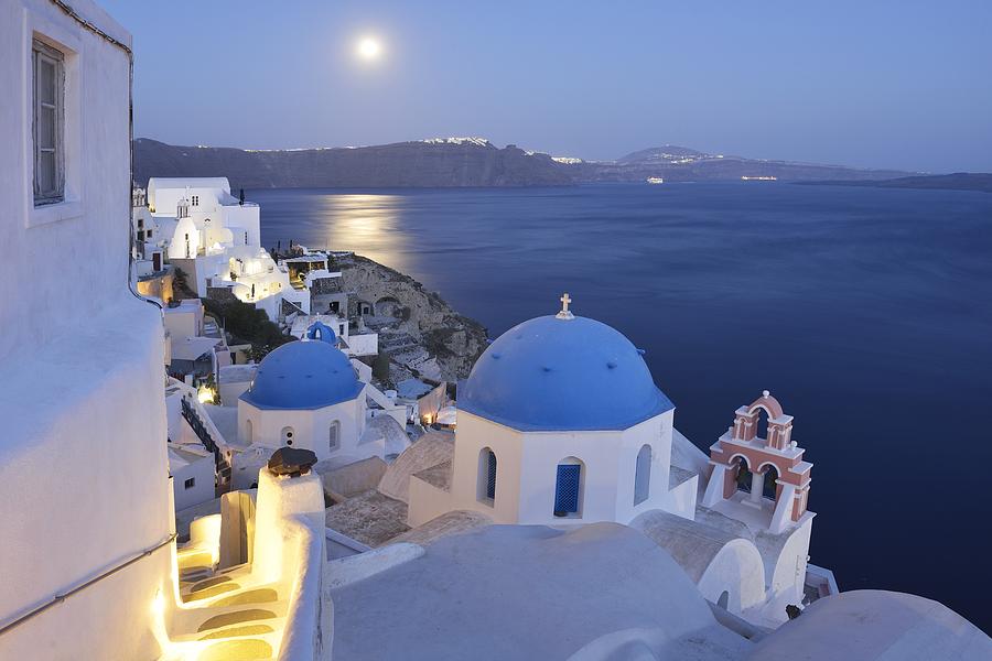 Greek Photograph - Moon over the Island by Christian Heeb