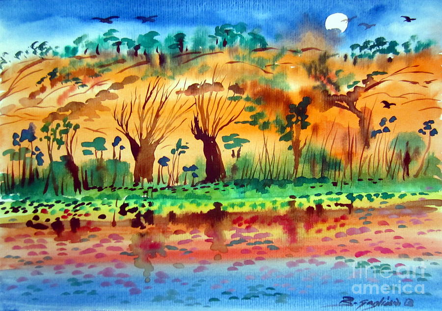 Tree Painting - Moon over the Kimberley Australia by Roberto Gagliardi