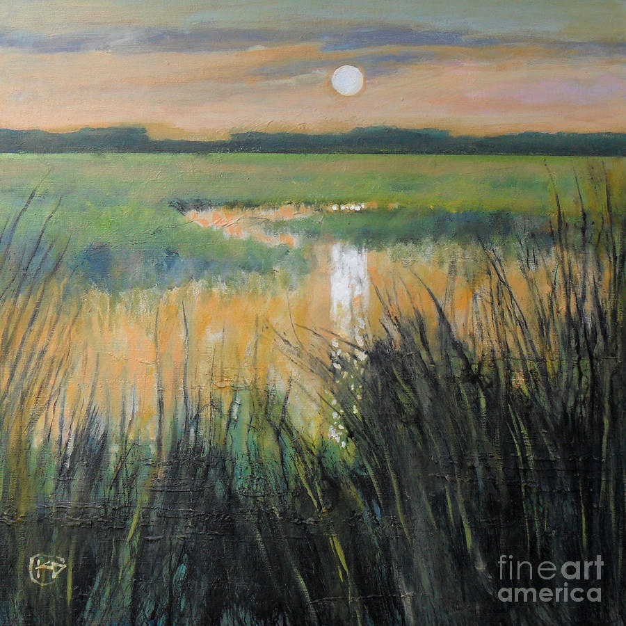 St Simons Island Painting - Moon Over The Marsh by Kip Decker