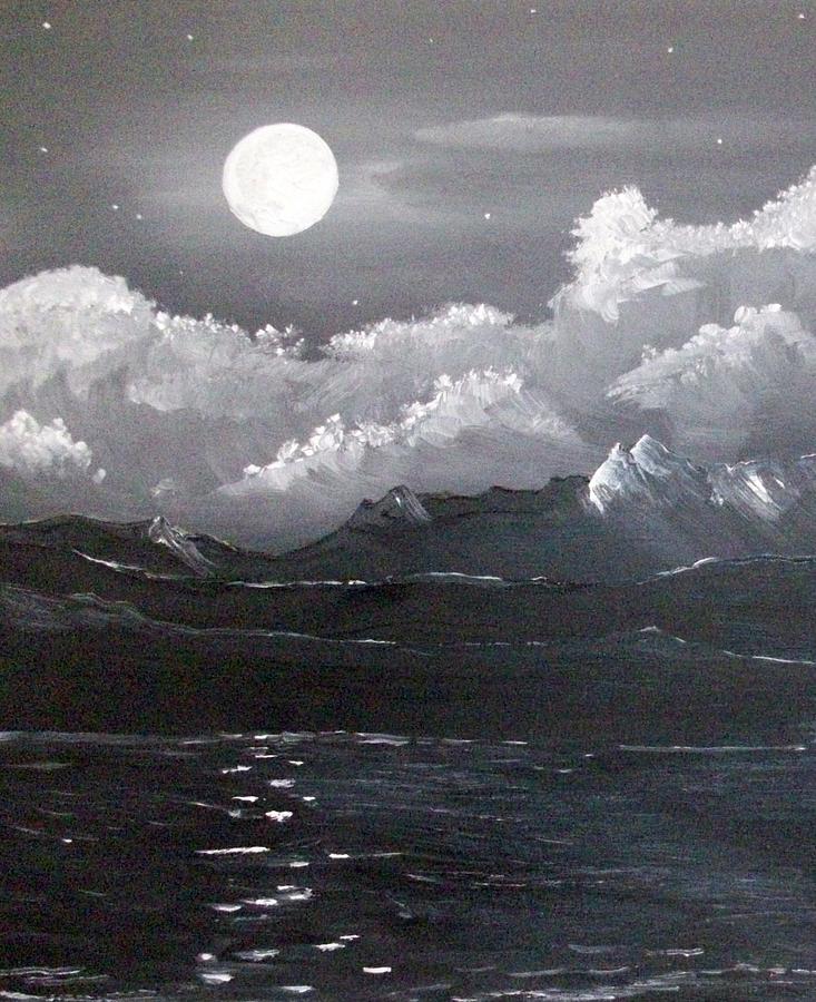 Moon Over The Sea Painting by Asa Jones