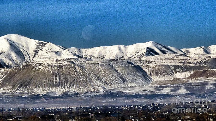 Moon Over The Snow Covered Mountains Photograph by Susan Garren