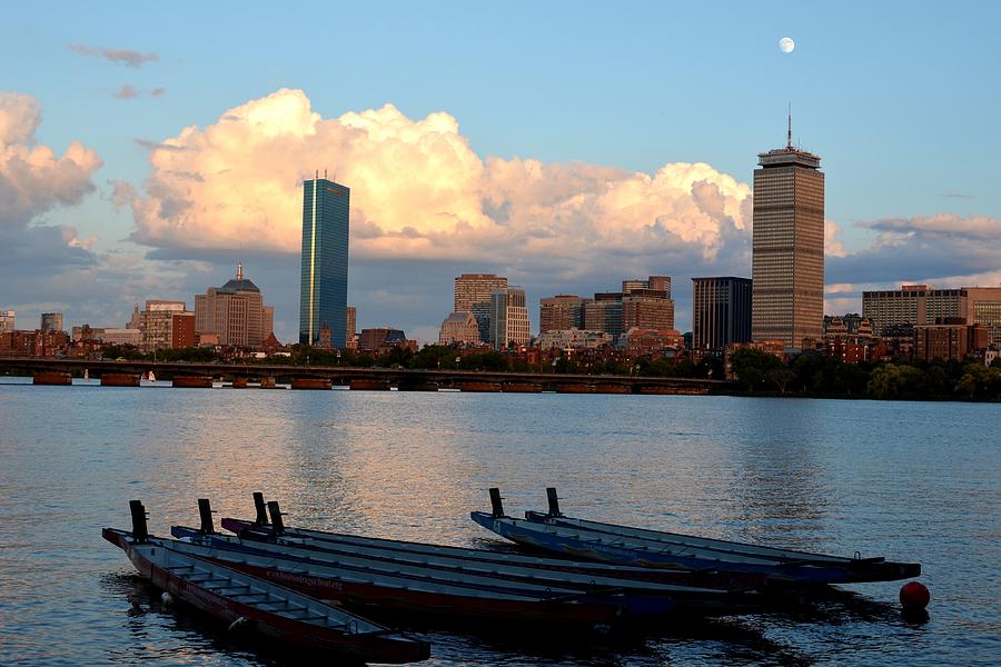 Boston Photograph - Moon over the the Prudential on the Charles River by Toby McGuire