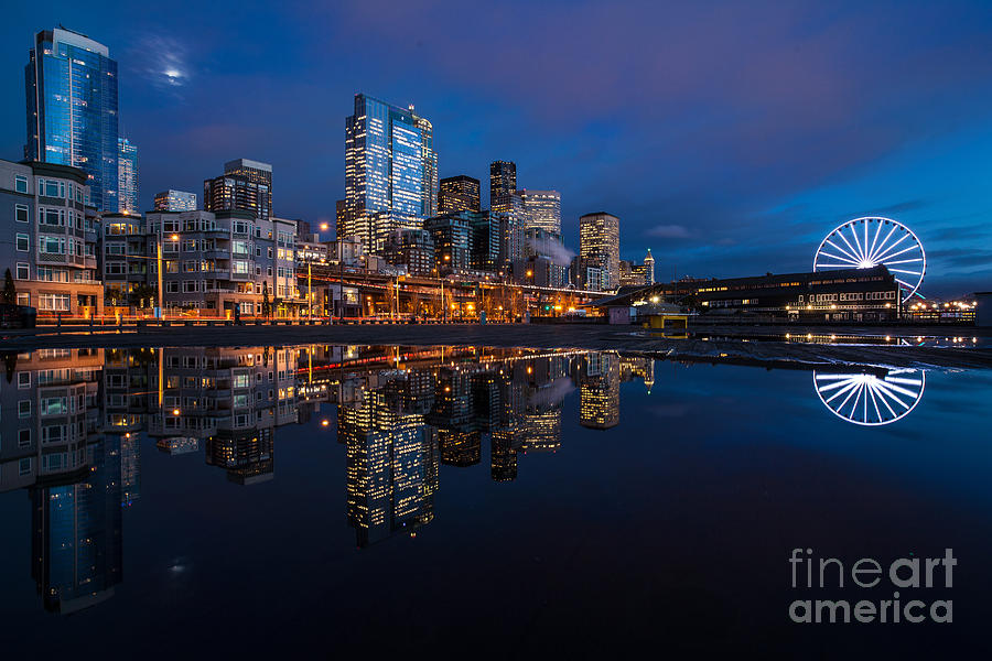 Moon Over The Waterfront Photograph by Mike Reid