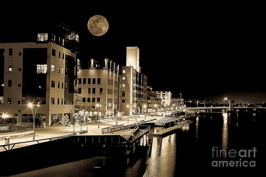 Moon Over Titletown Photograph by Nikki Vig