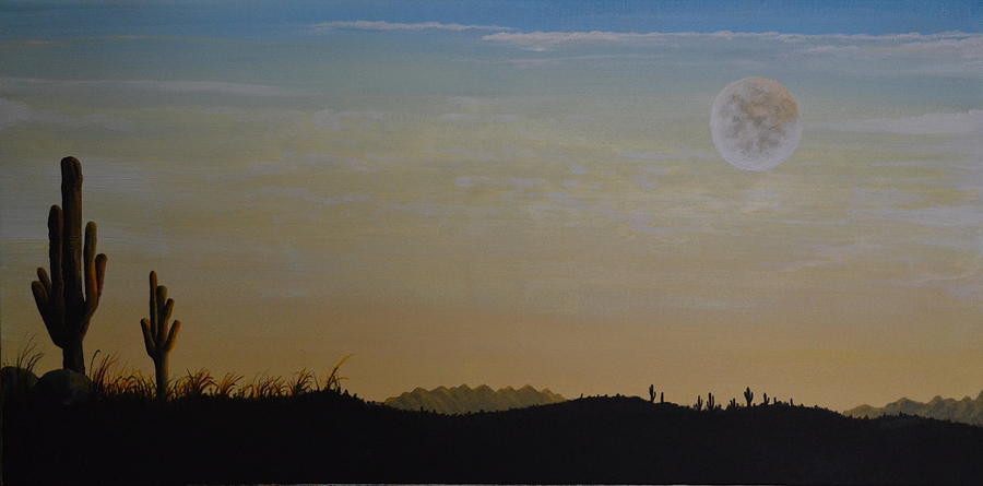 Moon Over Tucson- AZ Painting by Martin Schmidt