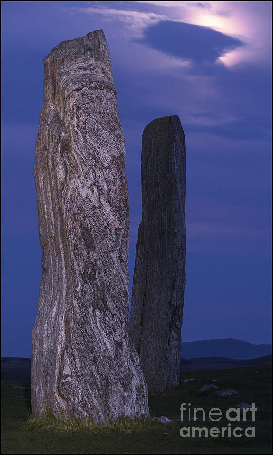 Moon Over Two Callanish Stones by George Hodlin Moon Over Two Callanish Stones by George Hodlin