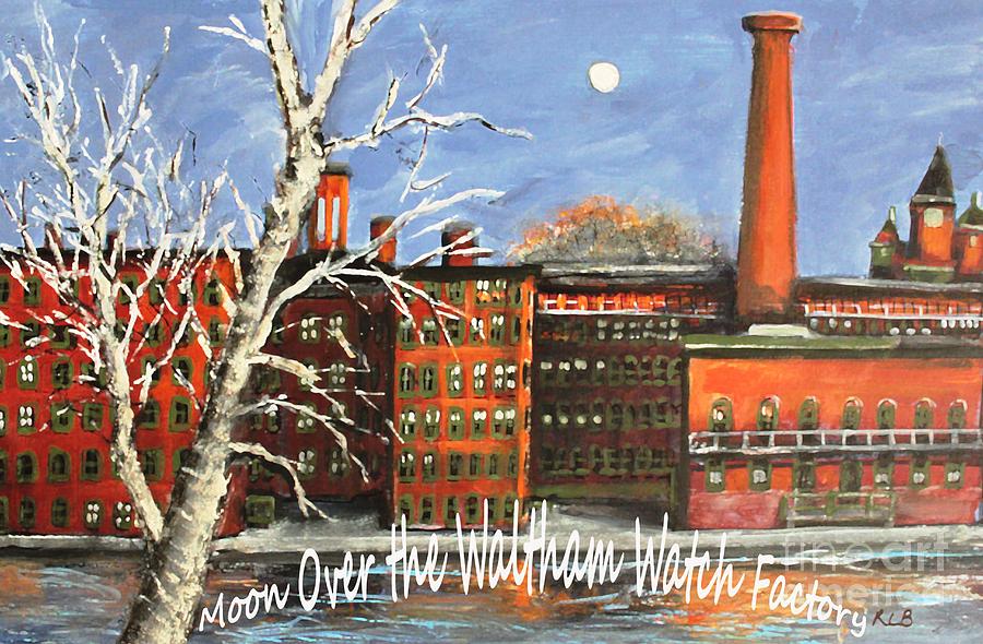Moon Over Waltham Watch Painting by Rita Brown