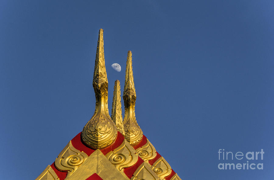 Moon Over Wat Charoen Rat Bamrung Photograph