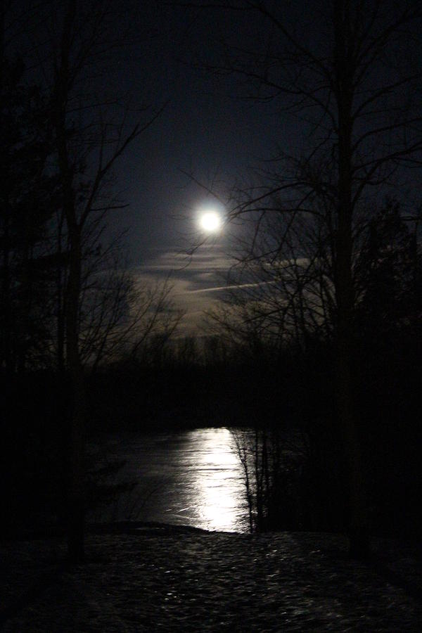 Moon Over Winter Lake Photograph By Victor Alderson
