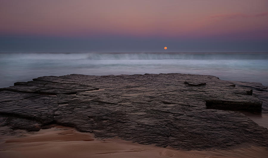 Moon Rise At Turimetta Photograph by Olga Baldock Photography