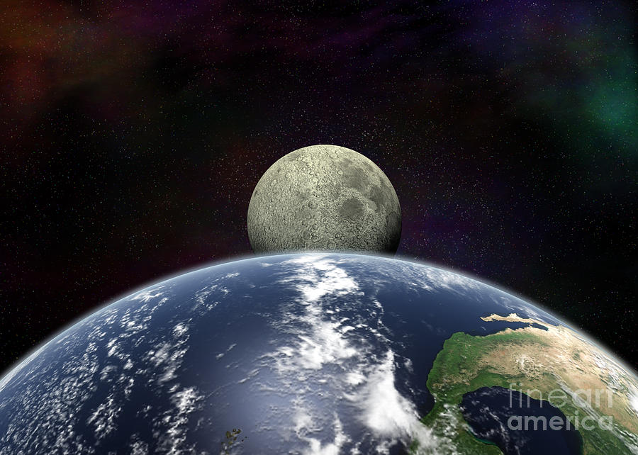 Space Digital Art - Moon Rise  by Chris MacDonald