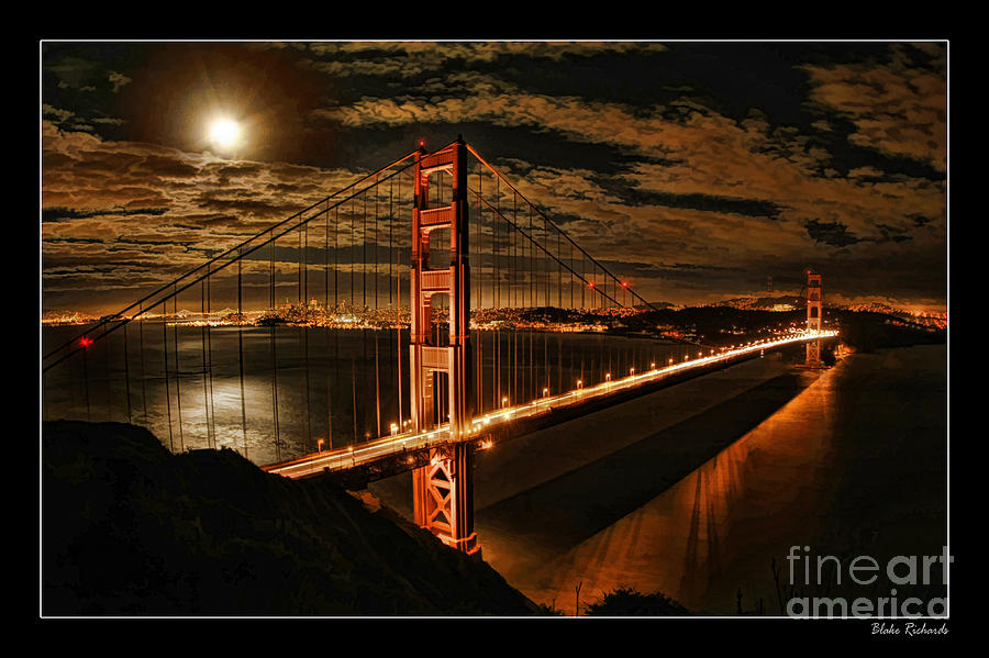 Moon Rise San Francisco Golden Gate Bridge Photograph by Blake Richards