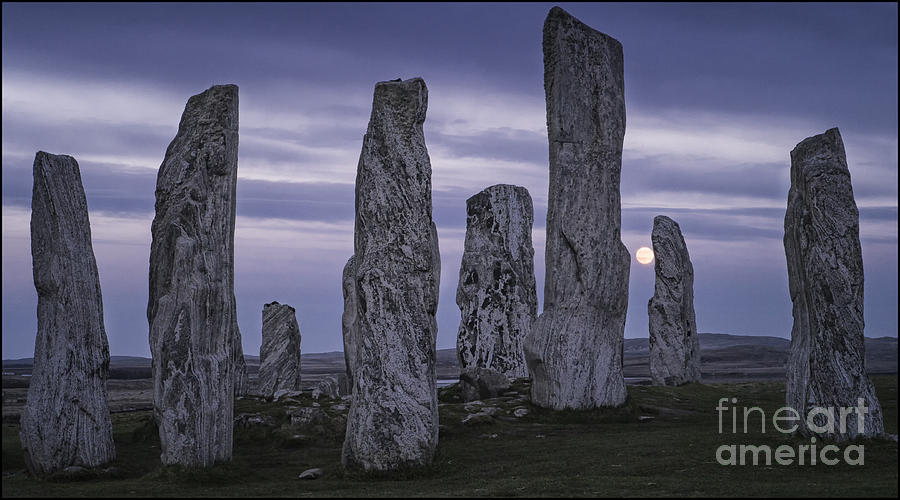 Landscape Photograph - Moon Rising Behind Callanish Stone Circle by George Hodlin Landscape Photograph - Moon Rising Behind Callanish Stone Circle by George Hodlin