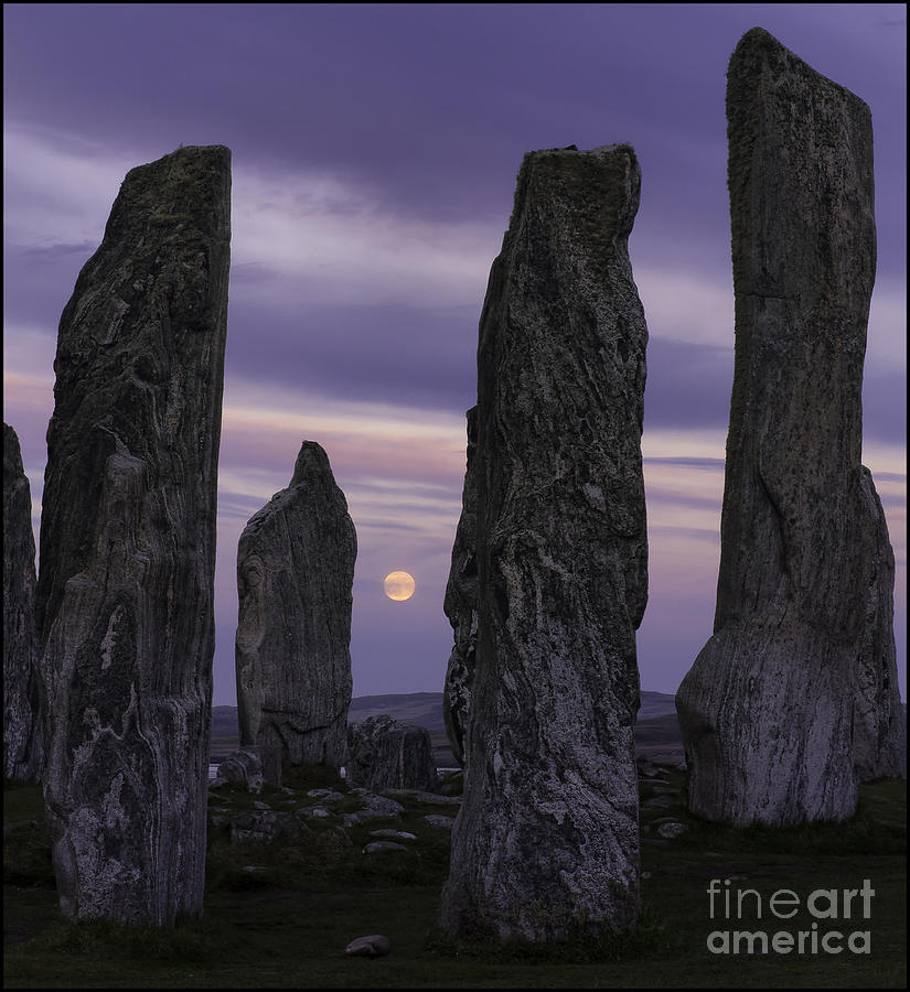 Moon Rising Behind Callanish Stone Circle No3 by George Hodlin Moon Rising Behind Callanish Stone Circle No3 by George Hodlin