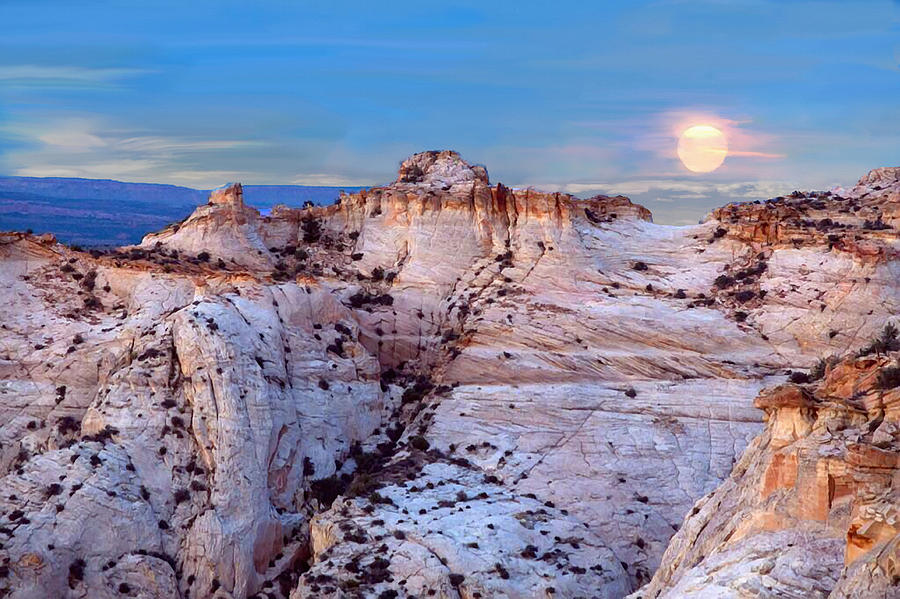National Parks Painting - Moon Rising Over Escalante Staircase by Bob and Nadine Johnston
