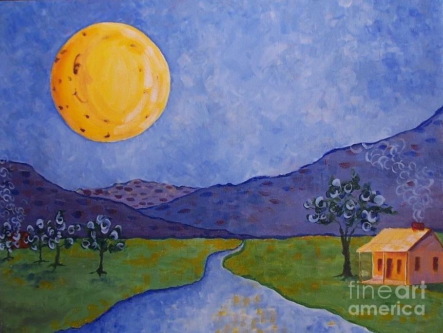 Mountain Painting - Moon River by Susan Williams