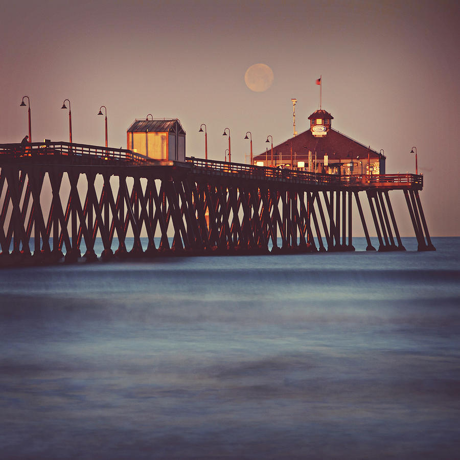 Moon Setting Over Imperial Beach Photograph by Trina Dopp Photography