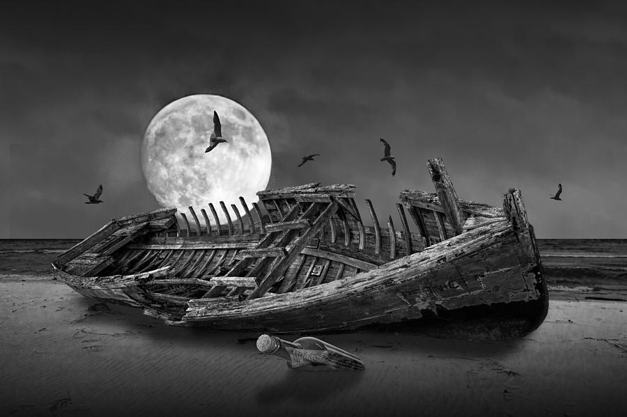Lake Michigan Photograph - Moon Shipwreck by Randall Nyhof