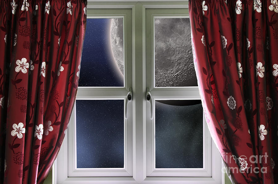 Moon through a window Photograph by Simon Bratt