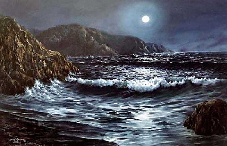 Moon Tide Painting by Lynne Wright