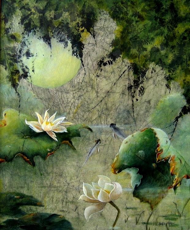 Landscape Painting - Moonglow by Ashley Coll Landscape Painting - Moonglow by Ashley Coll