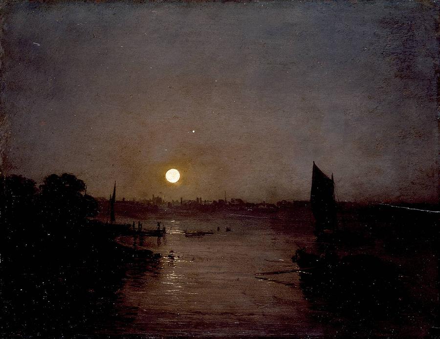 Sunset Painting - Moonlight a study at Millbank 1797 by Philip Ralley