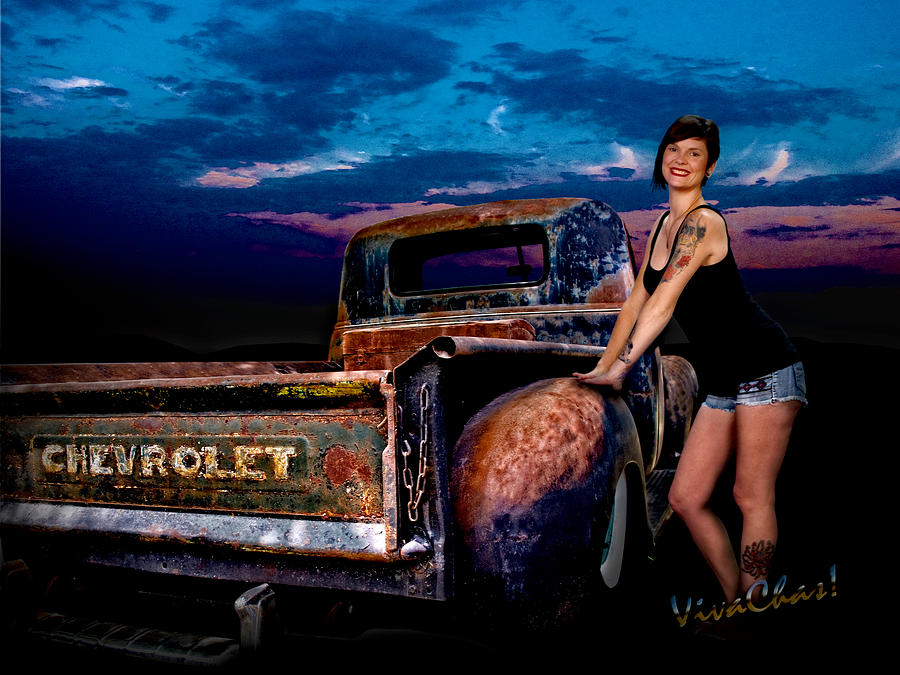 Moonlight Chevy Pickup An Manda Photograph by Chas Sinklier