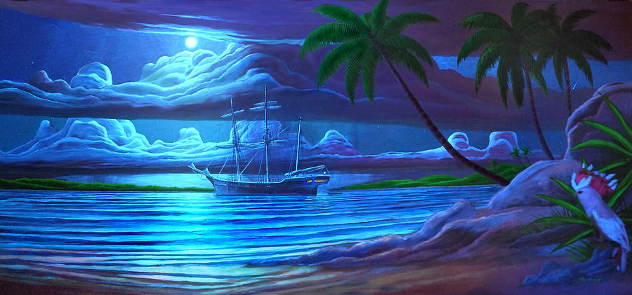 Moonlight Cove Ship Mural Painting 2 Painting by Duane McCullough