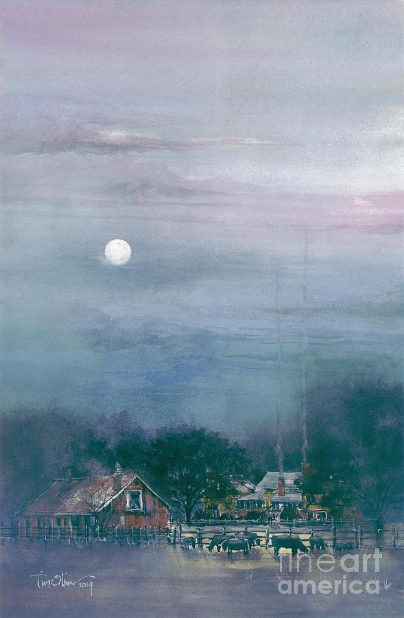 Moonlight Farm Painting by Tim Oliver