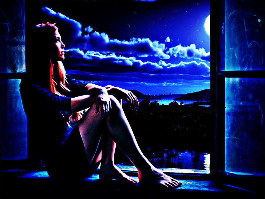 Moonlight Girl Digital Art by Sophia Gaki Artworks