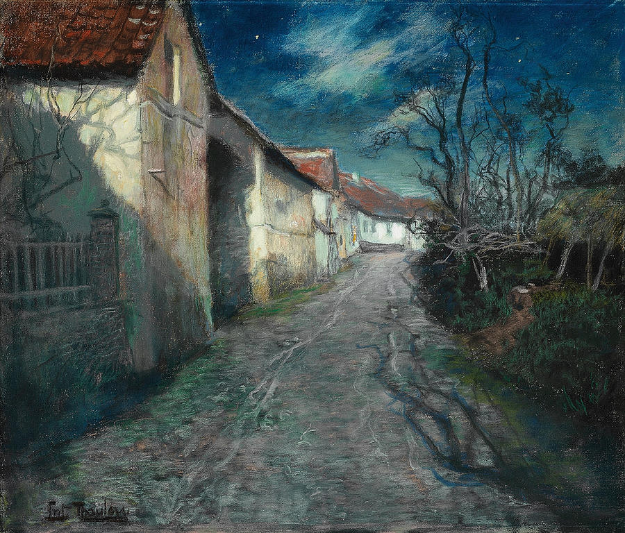 Moonlight in Beaulieu Painting by Frits Thaulow