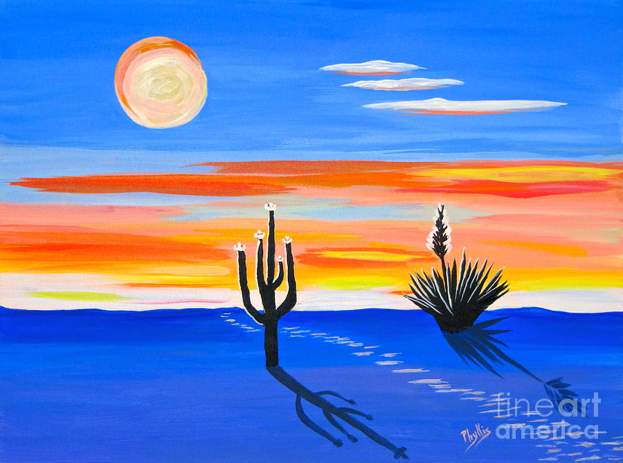 Moonlight on the Desert Painting by Phyllis Kaltenbach