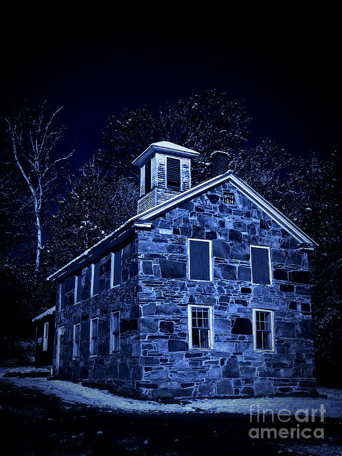 Winter Photograph - Moonlight on the Old Stone Building  by Edward Fielding