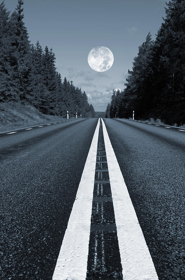 Moonlight Over Lonely Road Photograph by Christian Lagereek