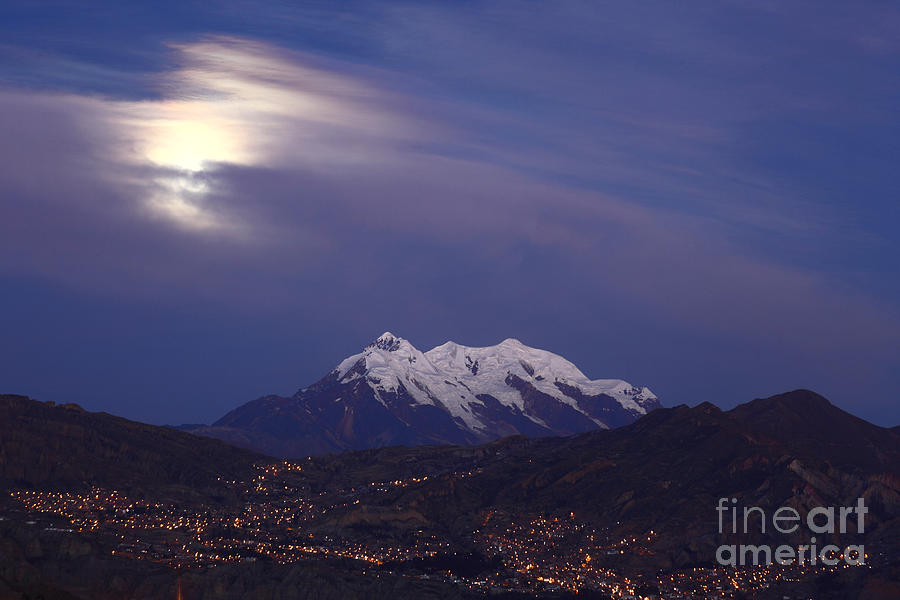 Moonlight over Mt Illimani Photograph by James Brunker